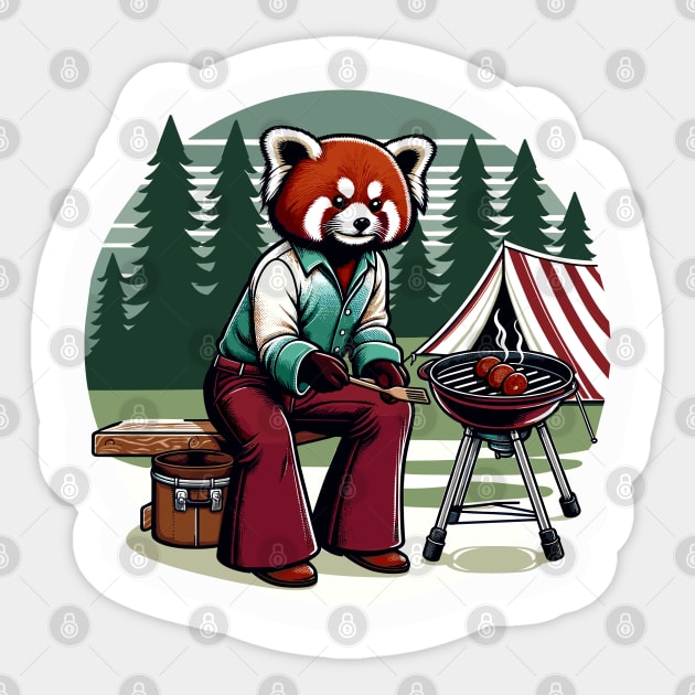 Red panda make BBQ Sticker by TimeWarpWildlife